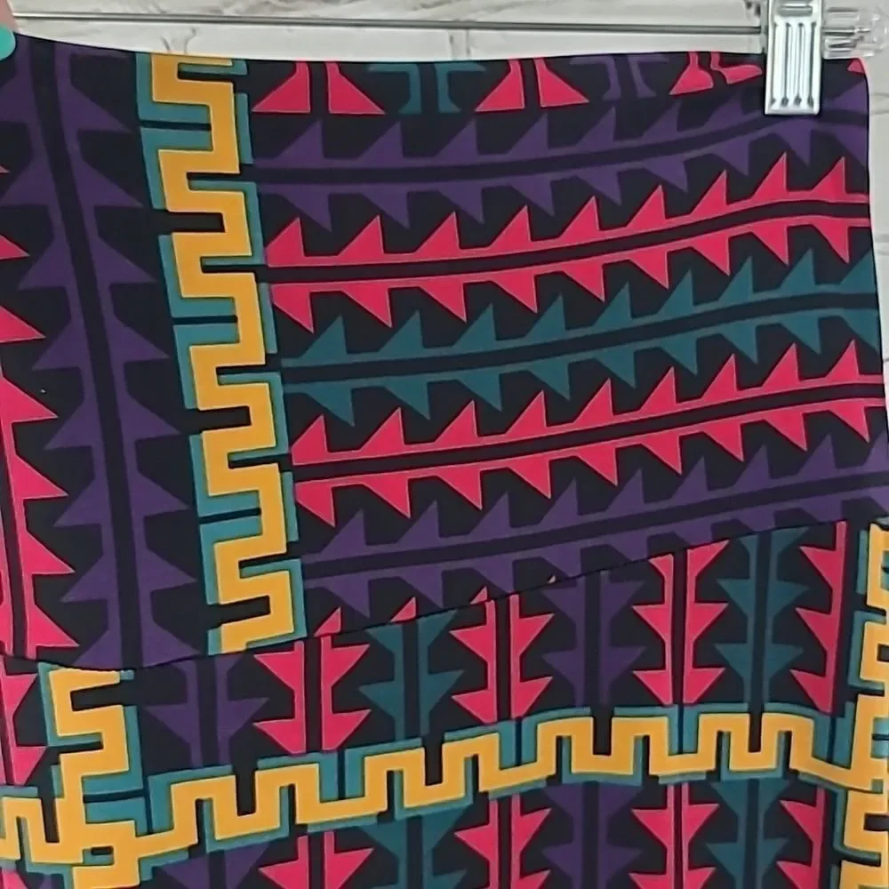 LuLaRoe Maxi Skirt XL Colorful Geometric Long Jersey Knit A-line Flowy Print
